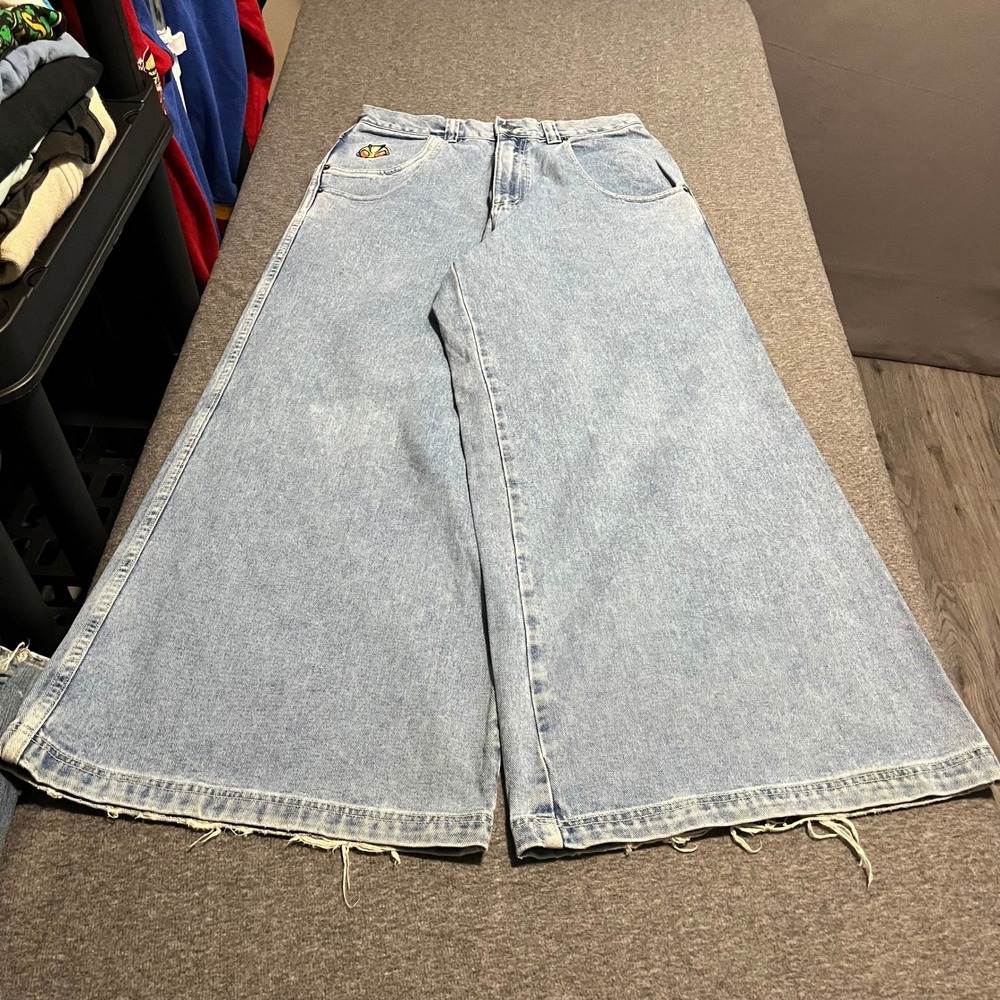 Vintage 26Red Wide Leg Baggy Jeans Light Wash 32x30 15in Opening 90s Skater